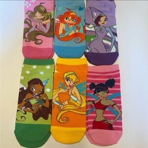 Winx Club Licensed SIX Pairs Ankle Socks, NEW